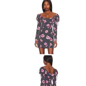 New Majorelle Natalia Women's Floral Mini Dress Dots Size Medium Long Sleeve NWT